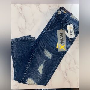 Raw X Distressed Blue Jeans
